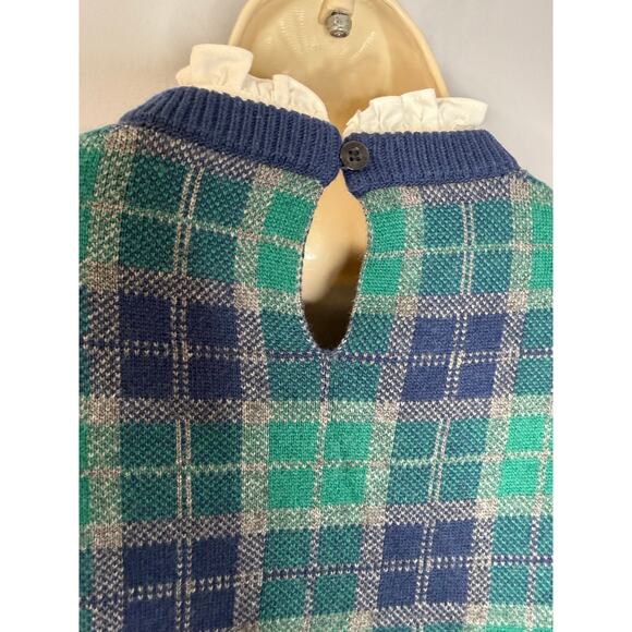 Brooks Brothers Sweater Women's M Green Blue Tartan Plaid Removable Collar - Picture 15 of 15